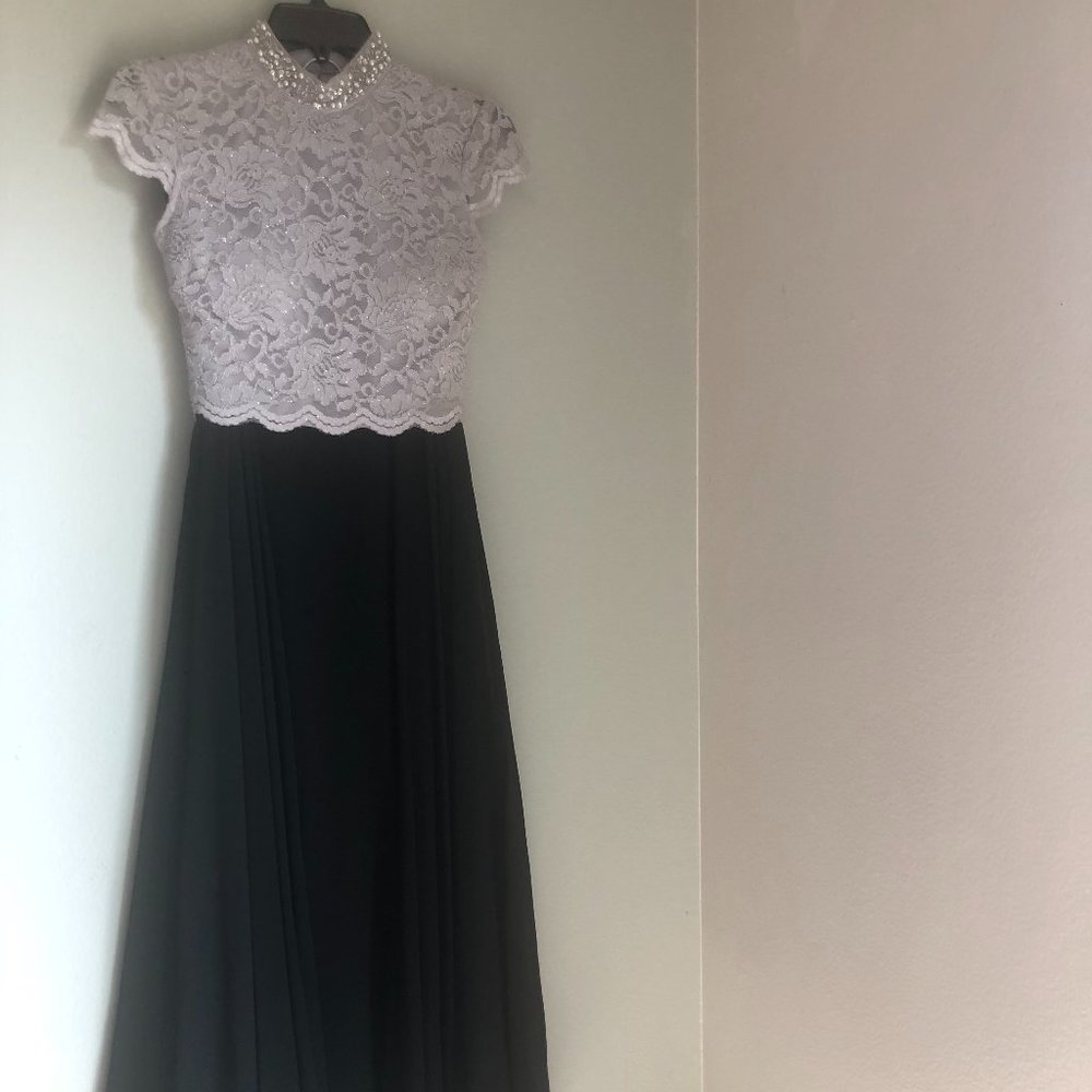 City Studio - Silver/Black two piece lace dress